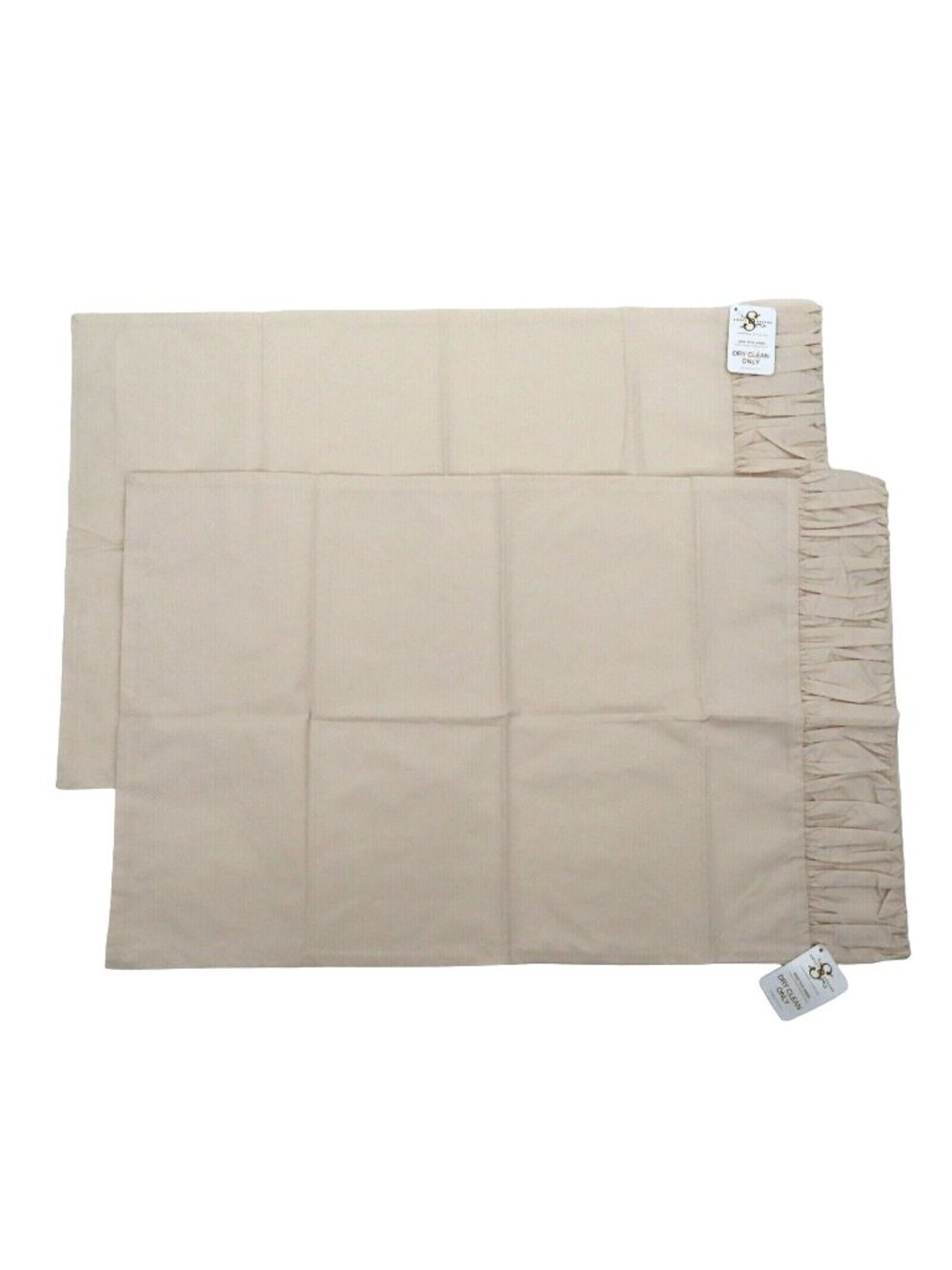 Sweet Dreams Pair of 2 Ruched Edge Standard Pillowcases Covers Oyster Ivory NEW